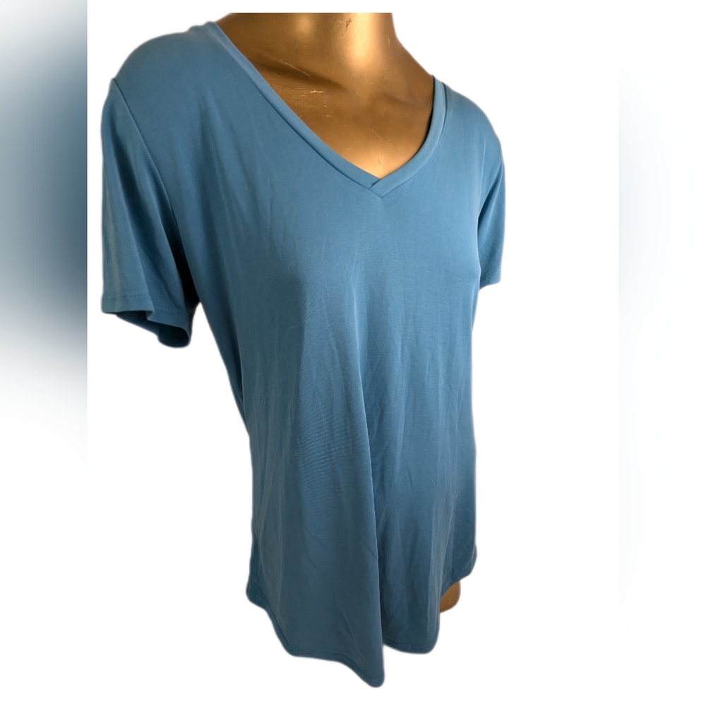 Another Love Medium Baby Blue Short Sleeve Blouse.  Small